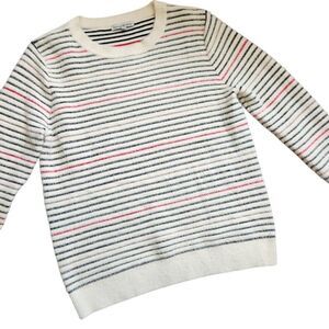See and Be Seen Sweater Womens Medium Striped Fuzzy Soft Nautical